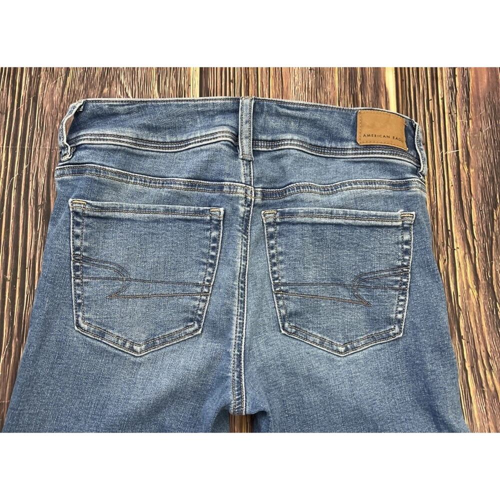 American Eagle 🌺 Kick Boot Light Wash Jeans Womens Size 0 Regular Super Stretch